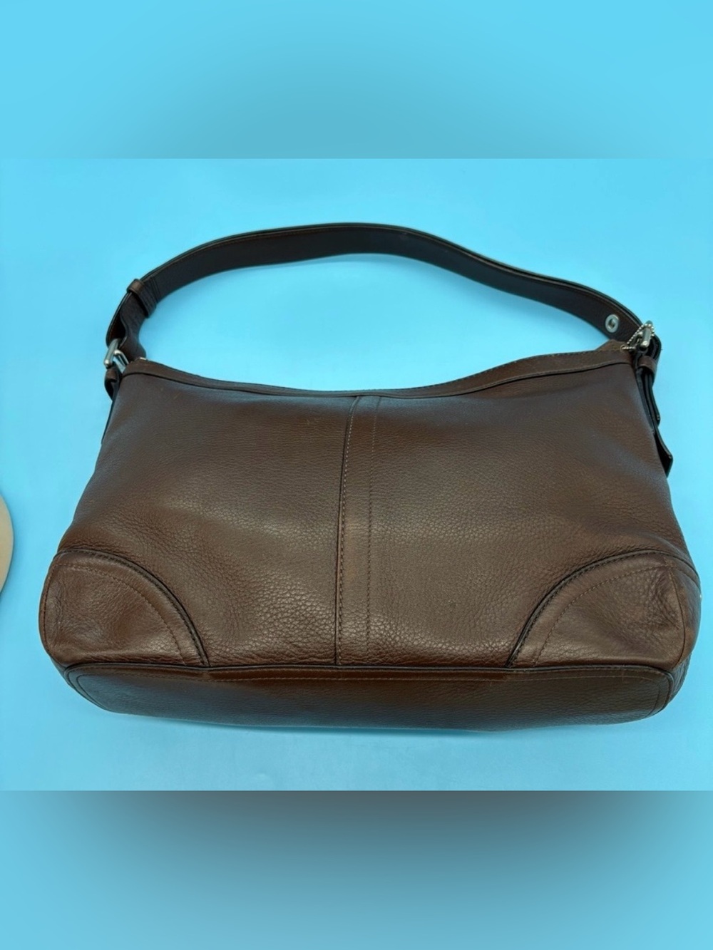 Coach Classic Brown Pebbled Leather Shoulder Hobo Bag